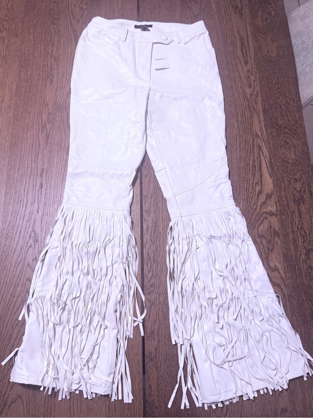 Forever 21 White Wide Leg Fringe Pants